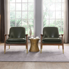 Load image into Gallery viewer, Mid - Century Accent Chair With Cushioned Seat, Brass Tipped Legs