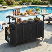 Load image into Gallery viewer, Foldable Outdoor Kitchen Island With Lockable Wheels, Storage Cabinet And Towel Rack For Patio