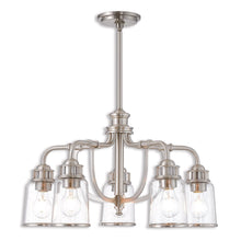 Load image into Gallery viewer, 21'' Five Light Dimmable Chandelier With Shades - Nickel
