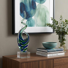 Load image into Gallery viewer, Murano Modern Abstract Tabletop Sculpture (376074) - Clear / Blue / Green
