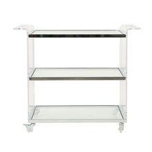 Load image into Gallery viewer, Elegant Acrylic Bar Cart With Tempered Glass Shelves And Rattan Metal Frame - Clear