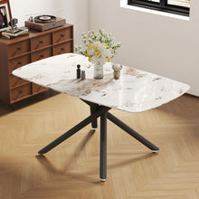 Load image into Gallery viewer, Luxurious Marble Patterned Dining Table With Metal Fork Legs