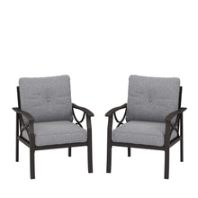 Load image into Gallery viewer, All Weather Armchairs With Cushions, Sculptural Design (Set of 2) - Gray / Khaki