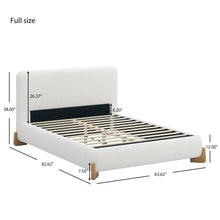 Load image into Gallery viewer, Elegant Boucle Upholstered Bed With Solid Wood Feet