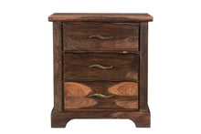 Load image into Gallery viewer, Three Drawer Solid Wood Nightstand - Dark Brown