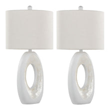 Load image into Gallery viewer, Pearl - Contemporary Table Lamp (Set of 2) - Matte White / Natural Shell