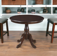 Load image into Gallery viewer, 36" Rounded Solid Manufactured Wood And Solid Wood Pedestal Base Dining Table - Espresso