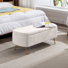 Load image into Gallery viewer, Storage Ottoman Bench For End Of Bed Legs, Modern Camel Faux Fur Entryway Bench Upholstered Padded With Storage For Living Room Bedroom