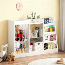 Load image into Gallery viewer, Bookshelf And Toy Storage, 3 Tier Montessori Bookcase With Stuffed Animal Organizer - White