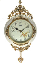 Load image into Gallery viewer, Silent Pendulum Ornate Round Wall Clock - Ivory / Gold