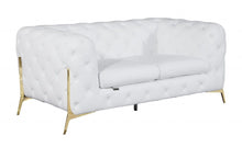 Load image into Gallery viewer, Italian Leather Loveseat - White / Gold