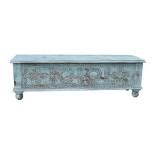 Load image into Gallery viewer, 54" Carved And Distressed Solid Wood Lift Top Coffee Table - Pastel Pink