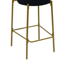 Load image into Gallery viewer, Velvet Metal Low Back Bar Height Bar Chairs (Set of 2) - Black / Gold