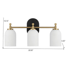 Load image into Gallery viewer, Meadows - 3 Lights Vanity Brush Bathroom Wall Light For Bathroom Over Mirror - Black / Gold / White