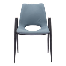 Load image into Gallery viewer, Upholstered Faux Leather Open Back Dining Arm Chairs (Set of 2) - Blue