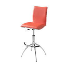 Load image into Gallery viewer, Faux Leather And Metal Low Back Adjustable Height Bar Chairs (Set of 2) - Orange And Silver