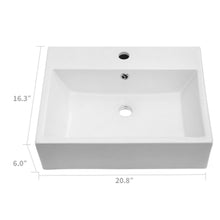 Load image into Gallery viewer, Modern Ceramic Rectangular Wall Mounted Bathroom Sink With Faucet Hole & Overflow