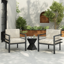 Load image into Gallery viewer, Modern 3 Piece Outdoor Patio Seating Set With Aluminum Frame And Weather Resistant Cushions - Beige / Gray