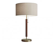 Load image into Gallery viewer, Metal And Walnut Wood Table Lamp - Antique Brass