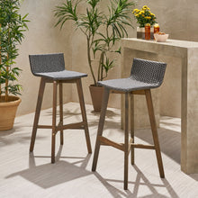Load image into Gallery viewer, Equinox - Outdoor Barstool With Rattan Wicker Top And X Stretcher Frame (Set of 2)