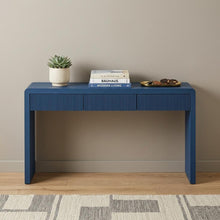 Load image into Gallery viewer, Double Pedestal Console Table With Three Drawers - Navy Blue