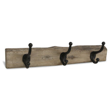 Load image into Gallery viewer, 19" Rustic Live Edge Wood Three Hook Wall Mount Coat Rack - Brown