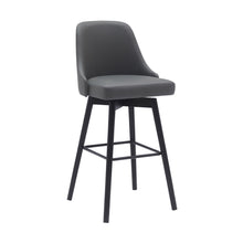 Load image into Gallery viewer, Faux Leather With Solid Wood Swivel Bar Height Bar Chair - Gray And Black