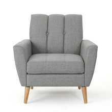 Load image into Gallery viewer, Fabric Channel Stitch Club Chair With Tufted Back - Gray