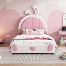 Load image into Gallery viewer, Upholstered Platform Bed With Rabbit Shaped Headboard