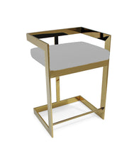 Load image into Gallery viewer, 26" Metal And Velvet Low Back Counter Height Bar Chair - Gold / Gray