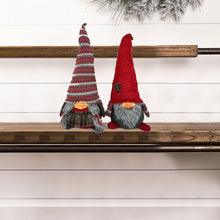 Load image into Gallery viewer, Fabric Christmas Sitting Gnome Tabletop Sculpture - Red