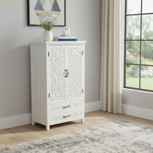 Load image into Gallery viewer, Wood Accent Cabinet With Two Doors Two Drawers - White