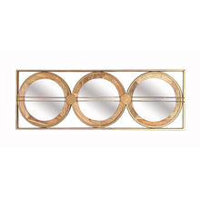 Load image into Gallery viewer, 3 Mirror Piece Wall Mirror InRectangular Frame, Home Wall Decor For Bedroom Living Room - Brown