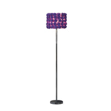 Load image into Gallery viewer, Steel And Acrylic Floor Lamp With Flowers Fabric Drum Shade - Silver Purple
