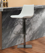 Load image into Gallery viewer, Faux Leather And Stainless Steel Swivel Bar Height Bar Chair - White And Silver