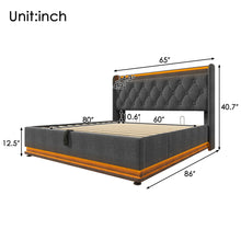 Load image into Gallery viewer, Upholstered Bed, 360 Surround LED Function, Remote Control, Hydraulic Storage Bed With USB, Type-C Charging (Without Mattress)