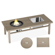 Load image into Gallery viewer, 3 In 1 Outdoor Propane Fire Pit Table 50, 000 BTU With Ice Bucket