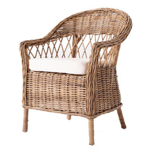 Load image into Gallery viewer, Semi Circle Back Wicker Chairs With Seat Cushions (Set of 2) - Natural