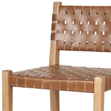 Load image into Gallery viewer, Leather And Wood Low Back Counter Height Bar Chair - Brown