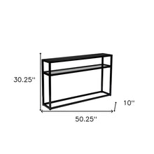 Load image into Gallery viewer, 50" Glass Frame Console Table With Shelves - Black