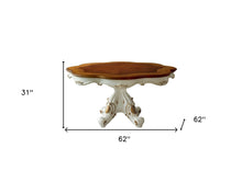 Load image into Gallery viewer, 62" Oval Solid Wood Pedestal Base Dining Table - Brown / White