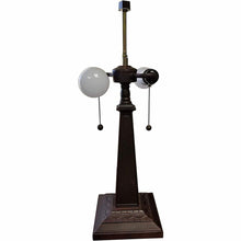 Load image into Gallery viewer, 22" Metal Two Light Candlestick Table Lamp With Off-White Empire Shade - Dark Brown