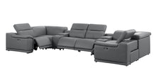 Load image into Gallery viewer, Leather Modular U Shaped Eight Piece Corner Sectional With Console - Battleship Gray