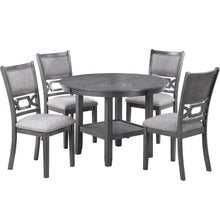 Load image into Gallery viewer, 5 Piece Dining Set With Storage Shelves Round Table And Upholstered Side Chairs - Gray