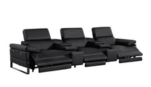 Load image into Gallery viewer, Top Grain Leather Reclining Metal USB Sofa (720342) - Black