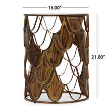 Load image into Gallery viewer, Boho Glam Pino Side Table With Fish Scale Design Tempered Glass Top - Brown