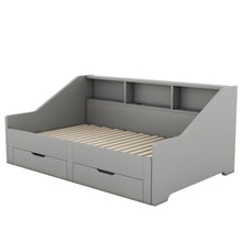 Load image into Gallery viewer, Daybed Frame With Storage Bookcases, 2 Drawers, Charging Station