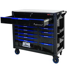 Load image into Gallery viewer, 12 Layer Drawer Multi Purpose Tool Cart With Wheels And Iron Top - Black / Blue