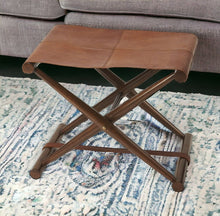 Load image into Gallery viewer, Faux Leather Ottoman 24" - Brown