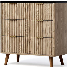 Load image into Gallery viewer, Solid Wood Console Accent Cabinet With Three Drawers - Black / Oak